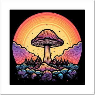 Psychedelic Shroom Mushroom Retro Art Posters and Art